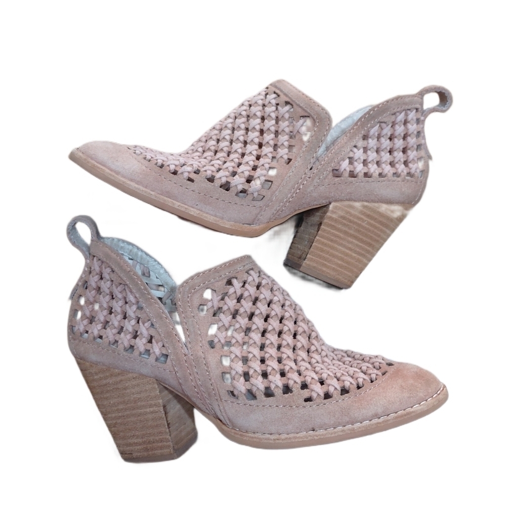 Jeffrey Campbell Pink Taggart Cutout Booties Women's Size 6 Suede Ankle Boots